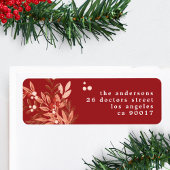 Étiquette Floral Noël traditionnel Rouge Adresse de retour