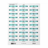 Étiquette Floral noir et turquoise (Feuille entière)