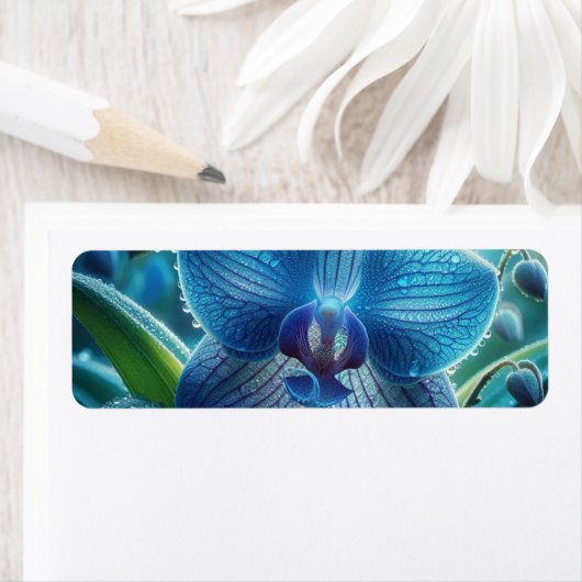 Étiquette Floral orchidée bleue (En situation)