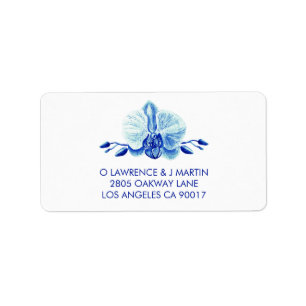Étiquette Floral Orchidée bleue rayonnante
