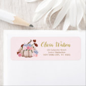 Étiquette Floral Petit Citrouille personnalisé (En situation)