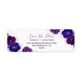 Étiquette Floral Plum Purple SAVE LE Mariage DATE (Devant)