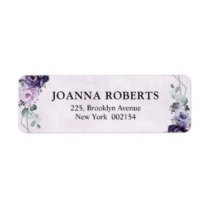 Étiquette Floral Plum violet Argent Floroms Mariage géométri