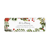 Étiquette Floral Poinsettia Greenery Family Return Adresse (Devant)