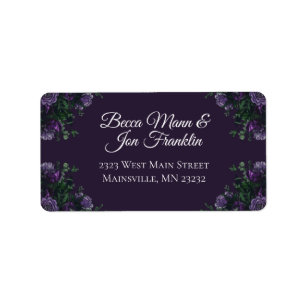 Étiquette Floral pourpre foncé élégant mariage gothique