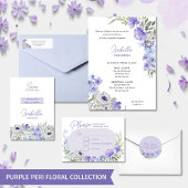 Étiquette Floral Purple Aquarelle Fleurs Adresse de retour