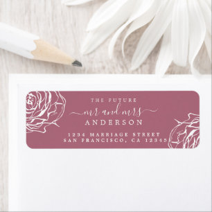 Étiquette Floral Purple Future M. Mme Mariage Retour Adresse