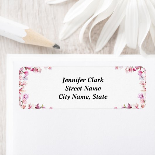 Étiquette Floral rose (En situation)