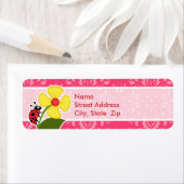 Étiquette Floral rose ; coccinelle (En situation)