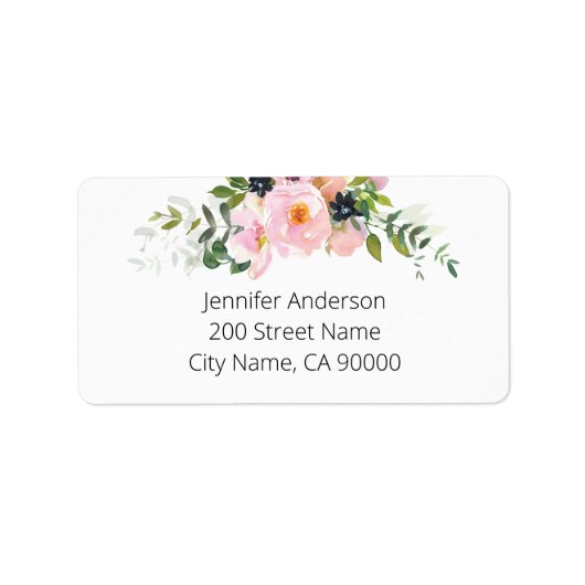 Étiquette Floral rose et bleu (Devant)