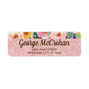 Étiquette Floral Rose Gold Parties scintillant Foil rose Adr