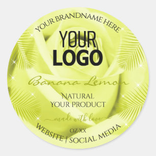Étiquette Floral Rose Palm Feuille jaune Logo