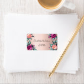 Étiquette Floral rose violet doré rose (En situation)