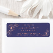 Étiquette Floral Script Future M. Mme Mariage Retour Adresse (En situation)