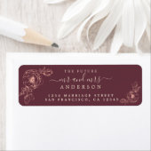 Étiquette Floral Script Future M. Mme Mariage Retour Adresse (En situation)