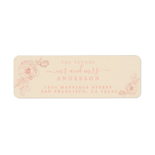 Étiquette Floral Script Future M. Mme Mariage Retour Adresse