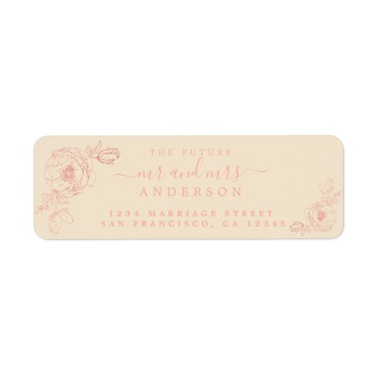 Étiquette Floral Script Future M. Mme Mariage Retour Adresse (Devant)