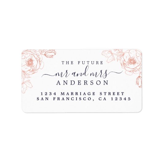 Étiquette Floral Script Future M. Mme Mariage Retour Adresse (Devant)