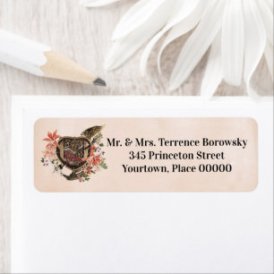 Étiquette Floral Steampunk Flying Heart Adresse de retour
