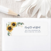 Étiquette Floral Sunflower Script Return Address (En situation)