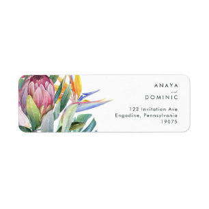Étiquette Floral tropical coloré   Adresse de retour