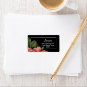 Étiquette Floral vintage | Rose noir et blanc (En situation)