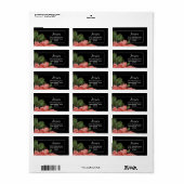 Étiquette Floral vintage | Rose noir et blanc (Feuille entière)