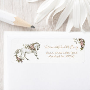 Étiquette Floral White Horse Mariage