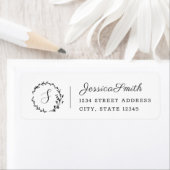 Étiquette Floral Wreath Script Monogramme Adresse de retour (En situation)