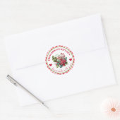Étiquette florale canneberge avec bordure à carrea (Enveloppe)