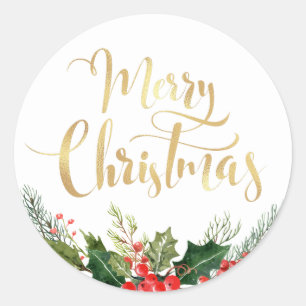 Étiquette florale moderne en or