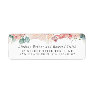 Étiquette florale rose poussiéreuse pêche