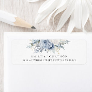 Étiquette Florales bleues modernes Dusty Nom Adresse