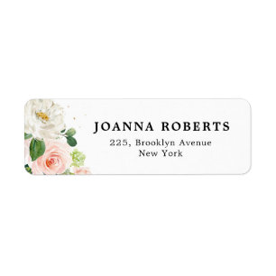 Étiquette Florales rose pâle Moderne Botanique Adresse de re