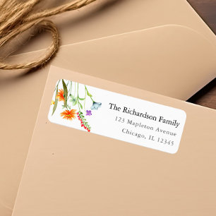 Étiquette Floraux de printemps fleur sauvage colorés aquarel