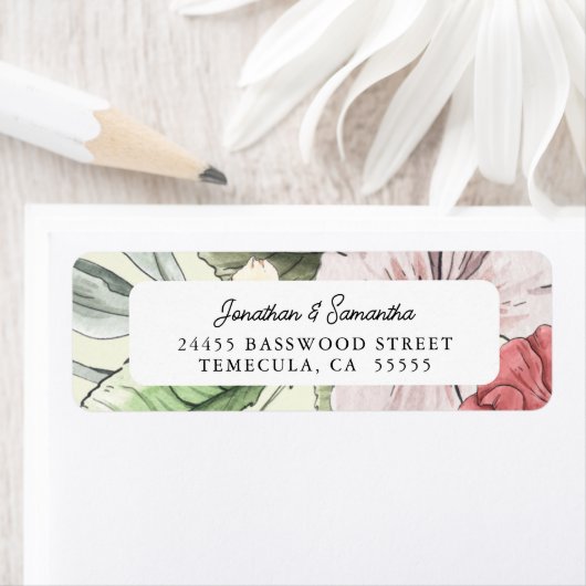 Étiquette Flore de la chute rose et de la neige (En situation)