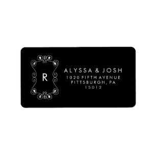 Étiquette Flore moderne noir et blanc Mariage encadré