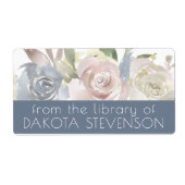 Étiquette Flore poussiéreux | Joli livre de bibliothèque ble (Devant)