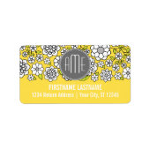 Étiquette Flore printanière tendance Illustration gris et ja (Devant)