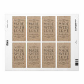 Étiquette Flore Rustique Kraft Fabriquée Avec Amour (Feuille entière)