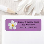 Étiquette Flore tropicale, Plumeria blanche, Lavande, Mariag (En situation)