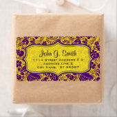 Étiquette Flore Violette & Jaune Et FeuillesModèle Modèle (En situation)