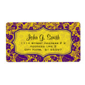 Étiquette Flore Violette & Jaune Et FeuillesModèle Modèle (Devant)