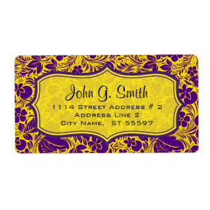 Étiquette Flore Violette & Jaune Et FeuillesModèle Modèle