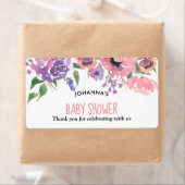 Étiquette Flores violettes roses | MERCI BABY SHOWER (En situation)
