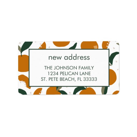 Étiquette Florida Oranges New Address Faire-part (Devant)