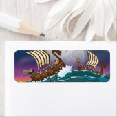 Étiquette Flotte d'invasion de Vikings de dessin animé (En situation)