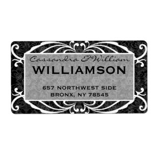 Étiquette Flourishes and Damask Fancy Address Label