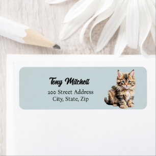Étiquette Fluffy Maine Coon Cat Adresse de retour Label