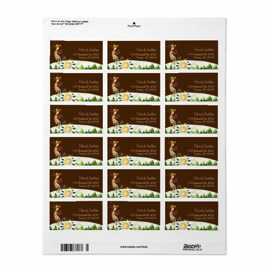 Étiquette Flûte Lecture Kokopelli Rustic Adresse Mariage (Feuille entière)